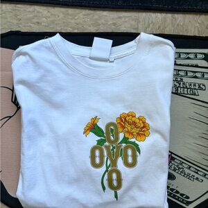 OVO White Tee with Yellow Floral Design